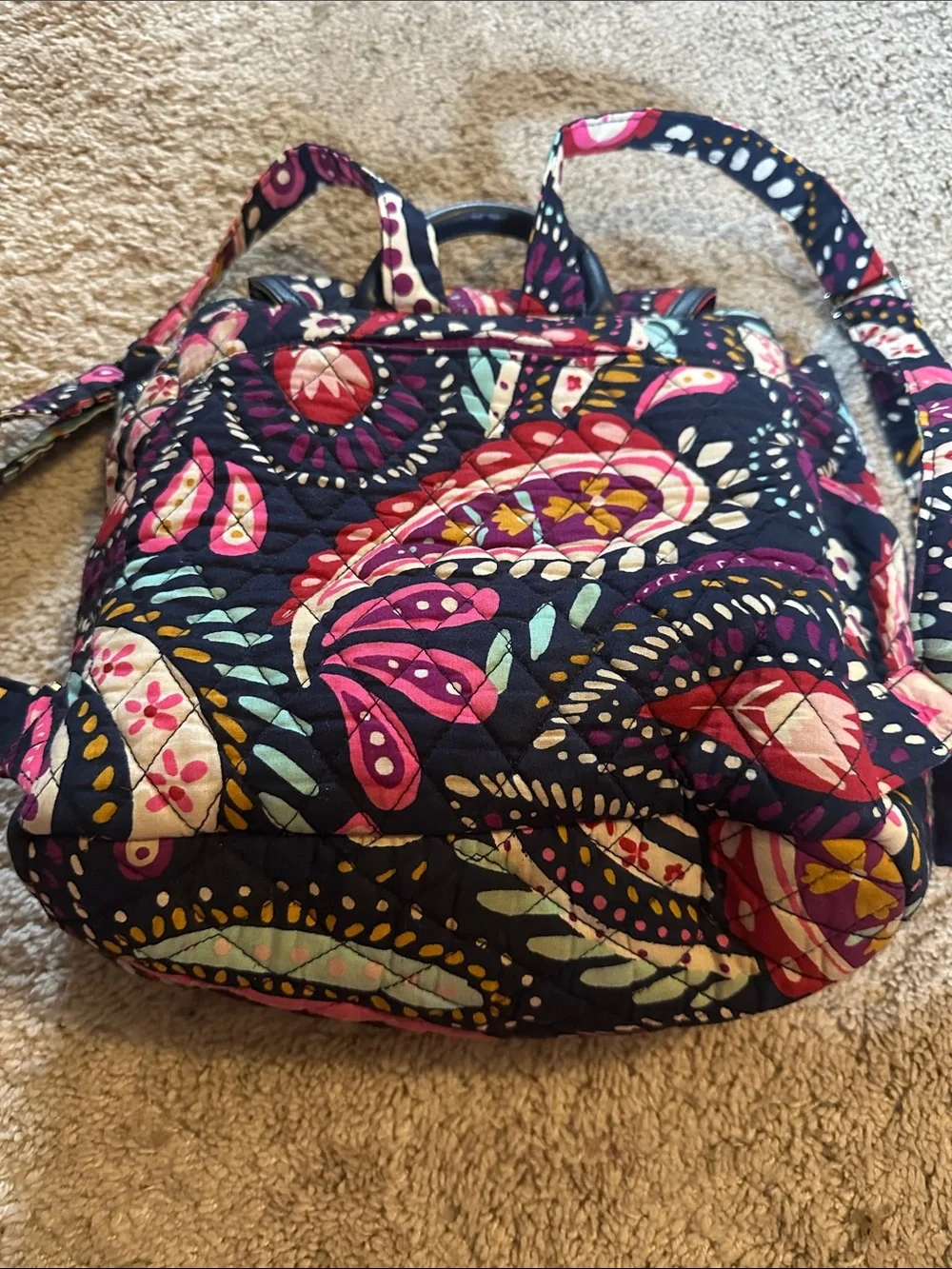 Vera Bradley Navy Quilted Floral Backpack